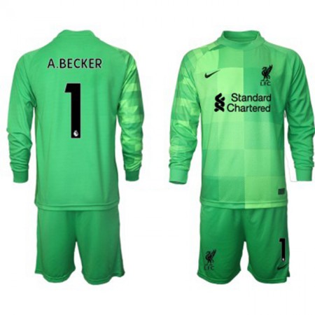 Fußballtrikots Liverpool Torwart Alisson Becker 1 Kinder 2021-2022 Langarm Heimtrikotsatz kaufen